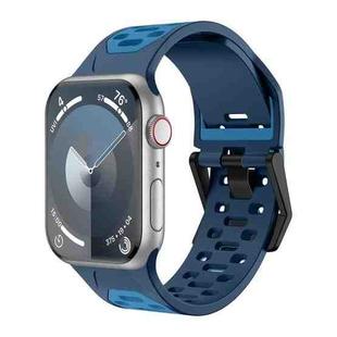 For Apple Watch SE 44mm Meteorite Two-color Silicone Watch Band(Navy Blue)