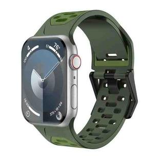 For Apple Watch Series 4 44mm Meteorite Two-color Silicone Watch Band(Army Green)