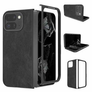 For Google Pixel 9 Pro Fold Black Frame PU Leather Full Coverage Phone Case(Black)