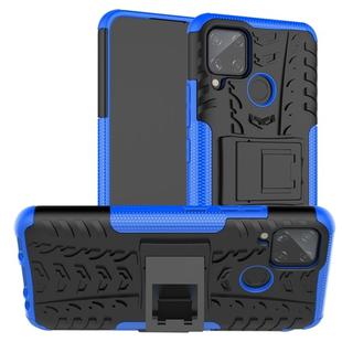 For OPPO Realme C15 Tire Texture Shockproof TPU + PC Protective Case with Holder(Blue)