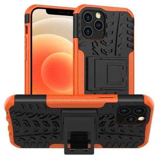 For iPhone 12 mini Tire Texture Shockproof TPU + PC Protective Case with Holder(Orange)