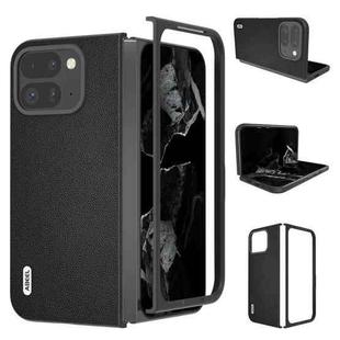 For Google Pixel 9 Pro Fold ABEEL Genuine Leather Elegant Black Edge Phone Case(Black)