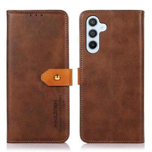 For Samsung Galaxy M35 KHAZNEH Dual-color Cowhide Texture Flip Leather Phone Case(Brown)