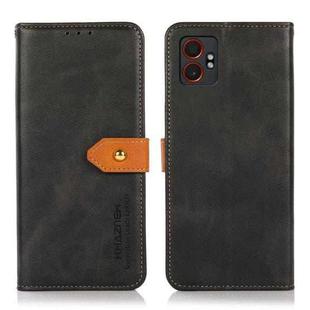For Samsung Galaxy XCover7 Pro KHAZNEH Dual-color Cowhide Texture Flip Leather Phone Case(Black)
