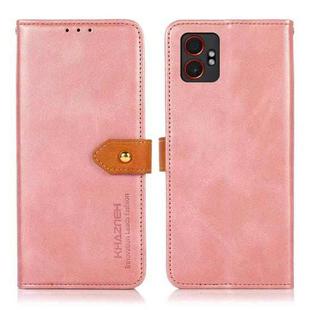 For Samsung Galaxy XCover7 Pro KHAZNEH Dual-color Cowhide Texture Flip Leather Phone Case(Rose Gold)