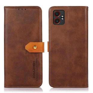 For Samsung Galaxy XCover7 Pro KHAZNEH Dual-color Cowhide Texture Flip Leather Phone Case(Brown)