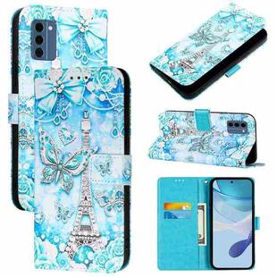 For Nokia C300   Colored Drawing Pattern Plain Weave Leather Phone Case(Tower Butterfly)