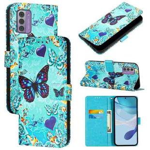 For Nokia G42 / G310 Colored Drawing Pattern Plain Weave Leather Phone Case(Love Butterfly)