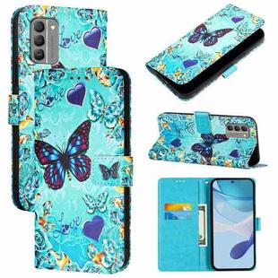 For Nokia G400 Colored Drawing Pattern Plain Weave Leather Phone Case(Love Butterfly)