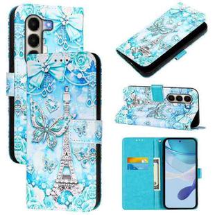 For itel A95 5G Colored Drawing Pattern Plain Weave Leather Phone Case(Tower Butterfly)