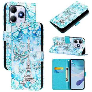 For itel A90 4G Colored Drawing Pattern Plain Weave Leather Phone Case(Tower Butterfly)