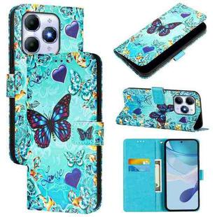 For itel A90 4G Colored Drawing Pattern Plain Weave Leather Phone Case(Love Butterfly)