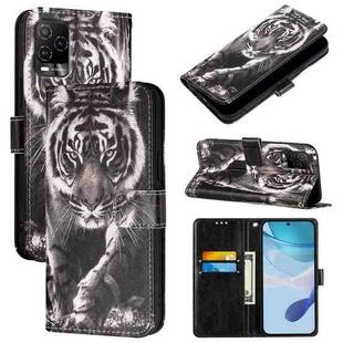 For BLU View 5 Pro Colored Drawing Pattern Plain Weave Leather Phone Case(Black And White Tiger)