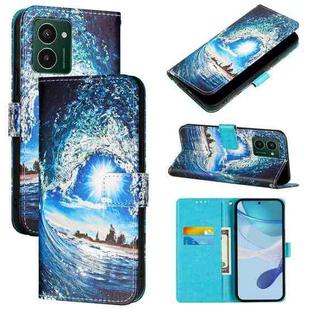 For HMD Pulse Pro   Colored Drawing Pattern Plain Weave Leather Phone Case(Waves And Sun)