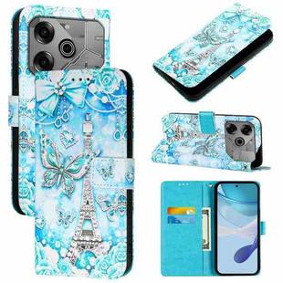 For Tecno Pova 6 Neo   Colored Drawing Pattern Plain Weave Leather Phone Case(Tower Butterfly)