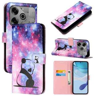 For Tecno Pova 6 Neo   Colored Drawing Pattern Plain Weave Leather Phone Case(Baby Panda)