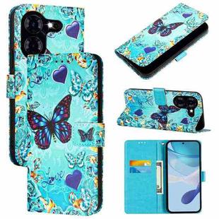 For Tecno Pova 5 4G Colored Drawing Pattern Plain Weave Leather Phone Case(Love Butterfly)