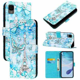 For TCL 30 XL T701DL Colored Drawing Pattern Plain Weave Leather Phone Case(Tower Butterfly)