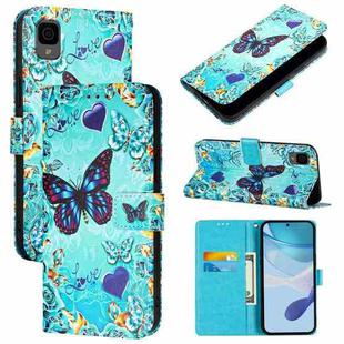 For TCL 30 XL T701DL Colored Drawing Pattern Plain Weave Leather Phone Case(Love Butterfly)