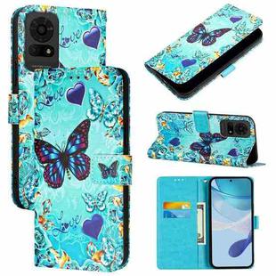 For TCL 50 LE 5G Colored Drawing Pattern Plain Weave Leather Phone Case(Love Butterfly)