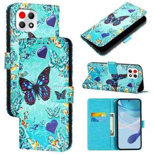 For T-Mobile REVVL 7 5G Colored Drawing Pattern Plain Weave Leather Phone Case(Love Butterfly)