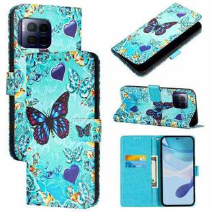 For T-Mobile REVVL 7 Pro 5G Colored Drawing Pattern Plain Weave Leather Phone Case(Love Butterfly)