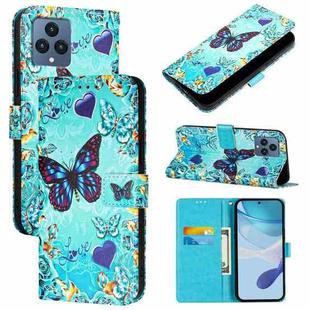 For T-Mobile REVVL 6 / 6x 5G Colored Drawing Pattern Plain Weave Leather Phone Case(Love Butterfly)