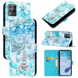 For T-Mobile REVVL 6 Pro / 6x Pro 5G Colored Drawing Pattern Plain Weave Leather Phone Case(Tower Butterfly)