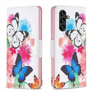 For Samsung Galaxy A16 Colored Drawing Pattern Leather Phone Case(Butterflies)