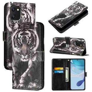 For UMIDIGI Power 7 / Power 7S Colored Drawing Pattern Plain Weave Leather Phone Case(Black And White Tiger)