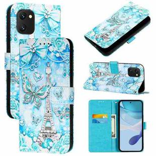 For UMIDIGI Power 7 / Power 7S Colored Drawing Pattern Plain Weave Leather Phone Case(Tower Butterfly)