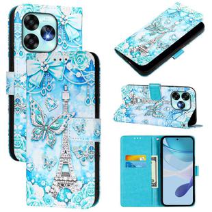 For Umidigi A15 / A15C / A15T Colored Drawing Pattern Plain Weave Leather Phone Case(Tower Butterfly)