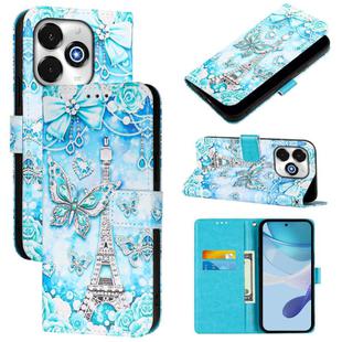 For UMIDIGI G100x 5G / 4G Colored Drawing Pattern Plain Weave Leather Phone Case(Tower Butterfly)
