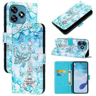 For Oukitel C51   Colored Drawing Pattern Plain Weave Leather Phone Case(Tower Butterfly)