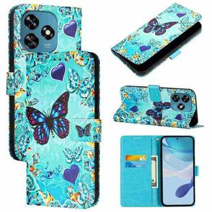 For Oukitel C51   Colored Drawing Pattern Plain Weave Leather Phone Case(Love Butterfly)