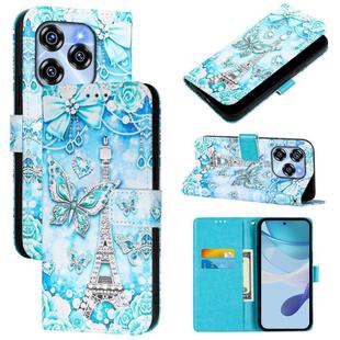 For Oukitel C50 Colored Drawing Pattern Plain Weave Leather Phone Case(Tower Butterfly)