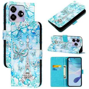 For ZTE Blade V60 / Axon 60 4G Colored Drawing Pattern Plain Weave Leather Phone Case(Tower Butterfly)