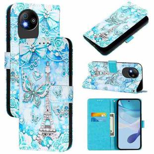 For ZTE Blade A35 Lite / A35 Core Colored Drawing Pattern Plain Weave Leather Phone Case(Tower Butterfly)