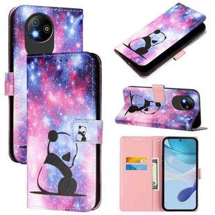 For ZTE Blade A35 Lite / A35 Core Colored Drawing Pattern Plain Weave Leather Phone Case(Baby Panda)