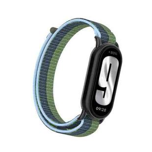 For Xiaomi Smart Band 9 / 8 Metal Connector + Loop Nylon Hook and Loop Fastener Watch Band(Deep Blue)