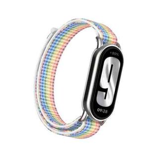 For Xiaomi Smart Band 9 / 8 Metal Connector + Loop Nylon Hook and Loop Fastener Watch Band(Colorful)