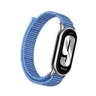 For Xiaomi Smart Band 9 / 8 Metal Connector + Loop Nylon Hook and Loop Fastener Watch Band(Cape Blue)