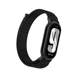 For Xiaomi Smart Band 9 / 8 Metal Connector + Loop Nylon Hook and Loop Fastener Watch Band(Reflective Black)