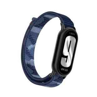 For Xiaomi Smart Band 9 / 8 Metal Connector + Loop Nylon Hook and Loop Fastener Watch Band(Quiet Blue)