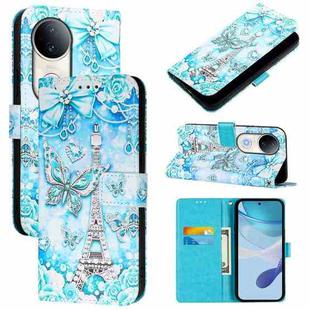 For vivo S20 Colored Drawing Pattern Plain Weave Leather Phone Case(Tower Butterfly)