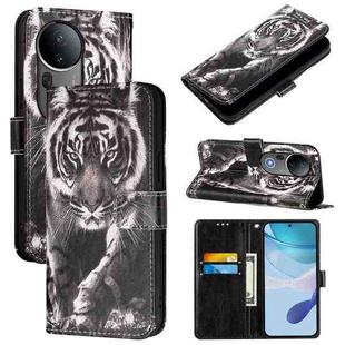 For vivo S20 Pro Colored Drawing Pattern Plain Weave Leather Phone Case(Black And White Tiger)