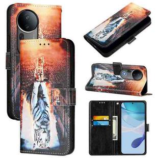 For vivo S20 Pro Colored Drawing Pattern Plain Weave Leather Phone Case(Cats And Tigers)