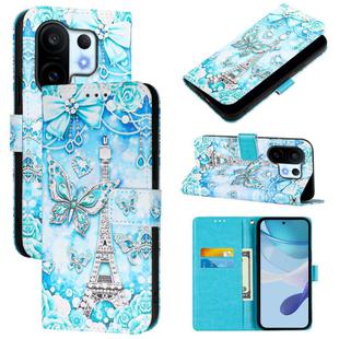 For vivo S30 Pro mini Colored Drawing Pattern Plain Weave Leather Phone Case(Tower Butterfly)