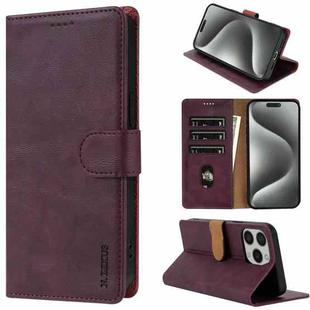 For iPhone 16 Pro N.BEKUS CSJ-P1 Solid Color Leather Phone Case(Wine Red)