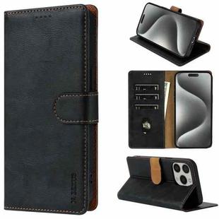 For iPhone 15 Pro Max N.BEKUS CSJ-P1 Solid Color Leather Phone Case(Black)